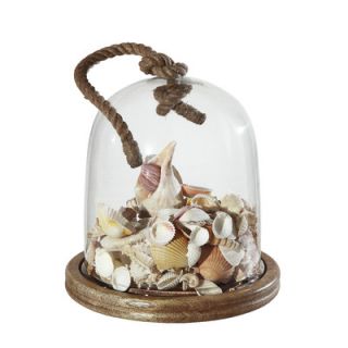 Creative Co Op Seaside Cloche Figurine with Rope and Wood Base