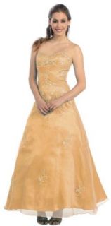 Ball Gown Strapless Formal Prom Wedding Dress #733 (12, Gold)