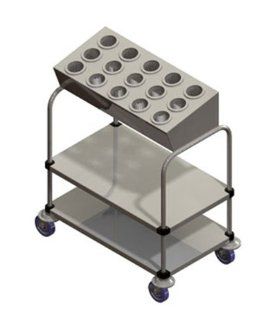 Piper Products 715 2 A15 2 Stack Tray Silver Cart w/ 200 Plate Capacity & 15 Cylinder Silver Dispenser, Each Kitchen & Dining