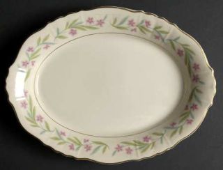 Syracuse Chester 12 Oval Serving Platter, Fine China Dinnerware   Pink/Green Fl
