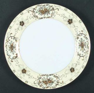 Adline Coronet Dinner Plate, Fine China Dinnerware   Raised Gold Floral,Cream Bo