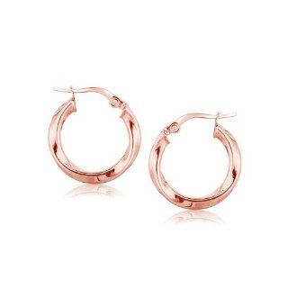 14K Rose Gold Classic Twist Hoop Earrings (5/8 inch Diameter) Jewelry