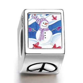 Soufeel Snowman With Birds Photo Peace Symbol European Charms Fit Pandora Bracelets Bead Charms Jewelry