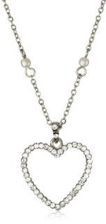 1928 Bridal Amore Heart and Pearl Necklace Pendant Necklaces Jewelry