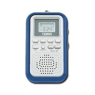 Naxa NR 716 Blue AM/FM Portable Mini Alarm Clock Radio w/Earphones Electronics