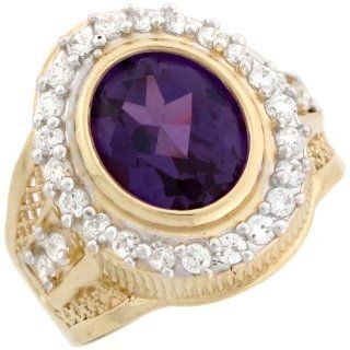 14k Real Gold Synthetic Alexandrite June Birthstone CZ Mans Ring Jewelry