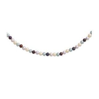 Sterling Silver 6 7mm Multicolor FW Cultured Pearl Necklace Cyber Monday Special Chain Necklaces Jewelry