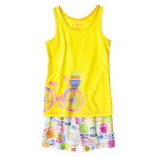 Xhilaration Girls 2 Piece Bicycle Tank Top and Short Pajama Set   Yellow M