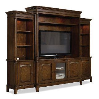Hooker Furniture Classique 4 Piece Wall Group in Medium Chestnut   Home Entertainment Centers