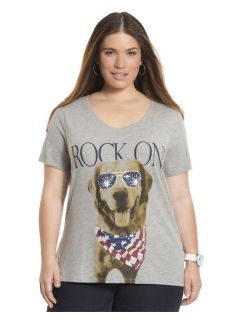 Lane Bryant Plus Size Patriotic pooch tee     Womens Size 14/16, Heather Gray