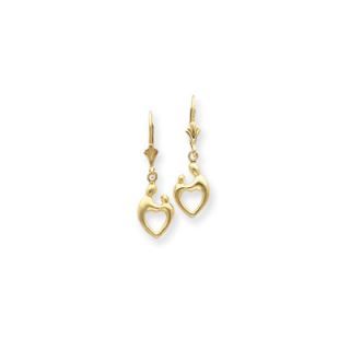Jewelryweb Mother and Child Heart Cut Drop Earrings