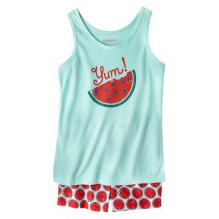 Xhilaration Girls 2 Piece Watermelon Tank Top and Short Pajama Set   Aqua XL