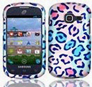 Pink Blue Leopard Print Hard Cover Case for Samsung Galaxy Centura SCH S738C Straight Talk Cell Phones & Accessories
