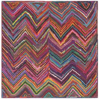 Safavieh Handmade Nantucket Pink/ Multi Cotton Rug (4 X 4 Square)