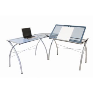 Studio Designs Futura LS Work Table in Silver and Blue Glass