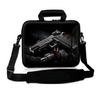 NEW Fashion design cool black gun 13" 13.3 inch Dual Zipped Neoprene laptop Shoulder Bag sleeve Carrying Case Cover with Handle Pocket for Apple Macbook Pro Air /Macbook Pro 13" Retina Display/Dell Adamo Admire Inspiron Studio XPS 13 Ultrabook/ S