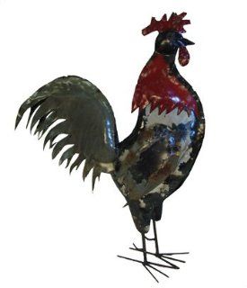 Large Americana Rooster Statue  Recycled Metal Garden Art Sculpture 