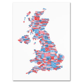 Trademark Art UK Cities Text Map 7 by Michael Tompsett Graphic Art