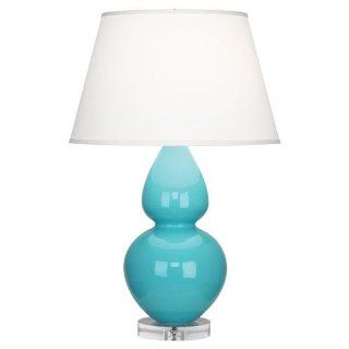 Robert Abbey A741X Lamps with Pearl Dupioni Fabric Shades, Lucite Base/Egg Blue Glazed Ceramic Finish   Table Lamps  