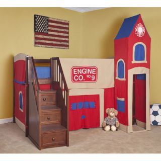 School House Junior Loft Bed with Firehouse Tent