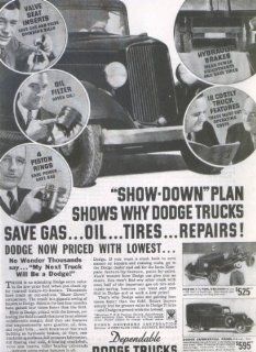 Show Down Plan Shows Why Dodge Truck ad 1934 Entertainment Collectibles