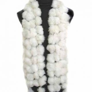 Luxury Divas Diamond White Ravish Fur Boa Shawl Scarf Ball Pom Poms Fashion Scarves