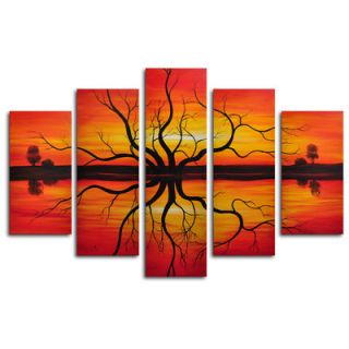 My Art Outlet Hand Painted Sunset Reflection 5 Piece Canvas Art Set