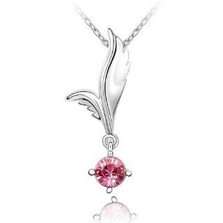 Charm Jewelry Swarovski Crystal Element 18k Gold Plated Rose Pink Beautiful Feather Necklace Z#743 Zg4da8fe Strand Necklaces Jewelry