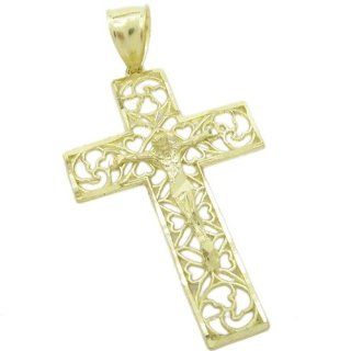 Mens 10k Yellow gold Jesus cut crucifix cross charm EGP94 Jewelry
