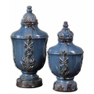 Eilam Container in Distressed Crackled Pale Blue (Set of 2)