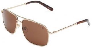Cole Haan Men's 745 Pilot Sunglasses,Distressed Gold Frame/Brown Lens,one size Clothing