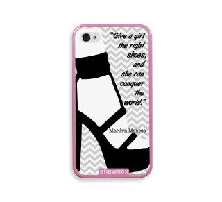 Shawnex Marilyn Monroe Quote Girl Shoes Grey Chevron Pink Silicon Bumper iPhone 4 & 4S Case   Fits iPhone 4 & 4S Cell Phones & Accessories