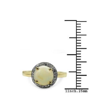 JewelzDirect 925 Sterling Silver Round Cut Ethiopian Opal Halo Ring