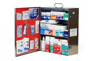 Medique Products 745M1 SS 3 Shelf Stainless Steel First Aid Cabinet, Filled with Medi First Tablets   Workplace First Aid Kits  