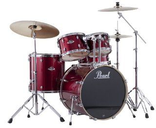 Pearl EXX725S/C 5 Piece Export New Fusion Drum Set with Hardware   Red Wine Musical Instruments