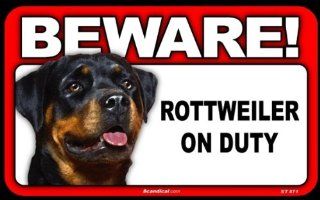 BEWARE Guard Dog on Duty Sign   Rottweiler  Yard Signs  Patio, Lawn & Garden