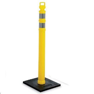 Cortina 03 747YRBC Polyethylene Portable Delineator Post with 10 lbs Recycled Rubber Base, 45" Height, Yellow Industrial Warning Signs
