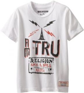 True Religion Boys 8 20 AM  TRU Short Sleeve Crewneck Tee, White, X Small Clothing