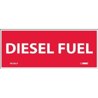 NMC M728LP Flammable/Combustible Sign, "DIESEL FUEL", 5" Width x 2" Height, Pressure Sensitive Vinyl, White On Red Industrial Warning Signs