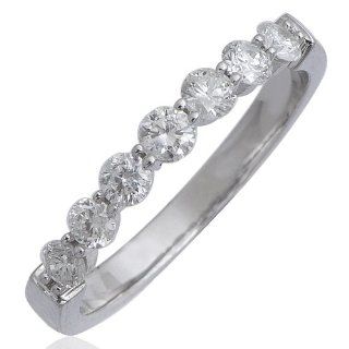 14K White Gold Prong Set 7 Stone Wedding/Anniversary Diamond Band Ring (GH, I1 I2, 0.50 carat) Diamond Delight Jewelry