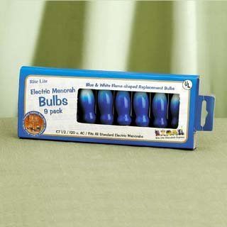 9 Pack 3" Electric Menorah Blue & White Flame Shaped Replacement Bulbs #B 10/B Home & Kitchen