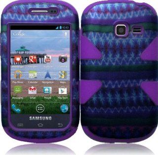 Samsung Galaxy Discover S730G ( Cricket , Net10 , Tracfone , Straight Talk ) Phone Case Accessory Antique Pattern Design Purple Dual Protection D Dynamic Tuff Extra Stong Cover with Free Gift Aplus Pouch Cell Phones & Accessories