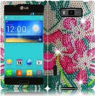 For LG Splendor Venice US730 Full Diamond Bling Cover Case Green Lily Accessory Cell Phones & Accessories
