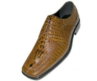 Bolano Mens Mustard Oxford Lace Up Alligator Head Print Shoe Style 733 Mustard 044 11 D (M) US Shoes