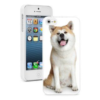 Apple iPhone 4 4S 4G White 4W755 Hard Back Case Cover Color Cute Akita Inu Dog Cell Phones & Accessories