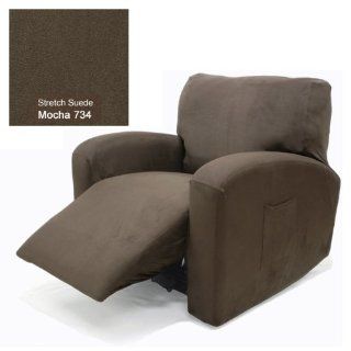 Recliner Chair Cover Stretch Suede Mocha 734   Armchair Slipcovers