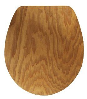 TOPSEAT ERCP756R Native Impression (TM), Toilet Seat with Chromed Metal Hinges, Round Natural Oak   Wooden