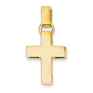 Plain Polished Latin Cross Necklace, 14K Yellow Gold Jewelry