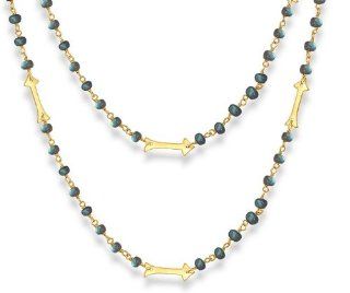 18 Karat Gold Overlay 18" 12 Carat Laradorite Arrow Design Chain Necklace Jewelry