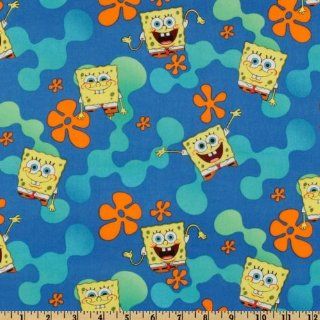 44'' Wide Nickelodeon Spongebob Undersea Blue Fabric By The Yard